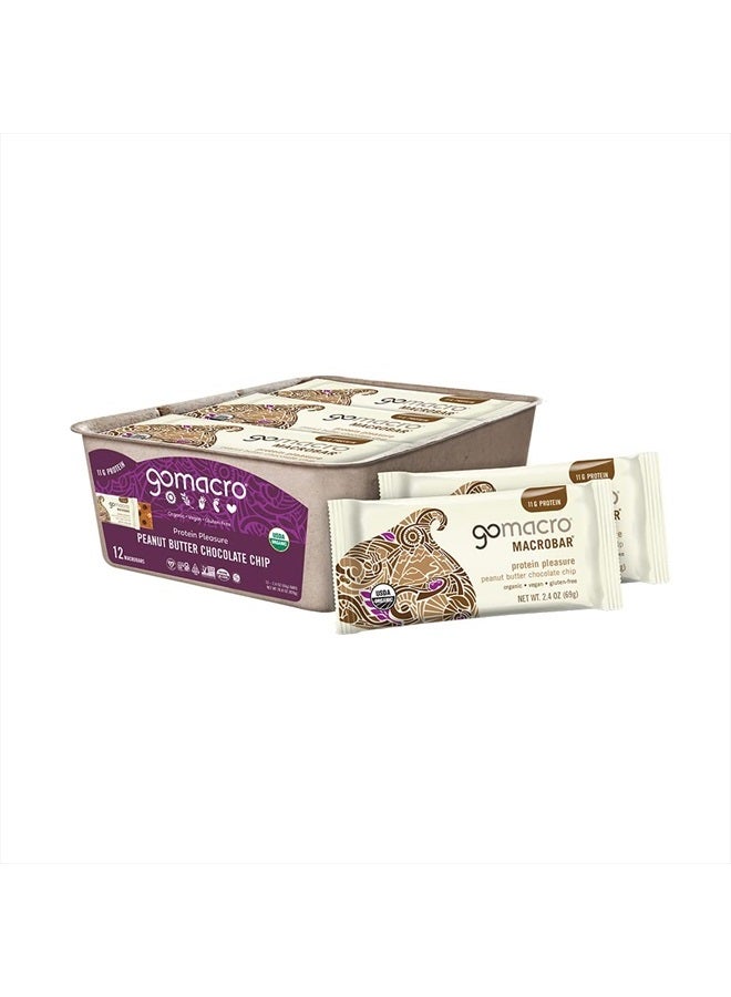 GoMacro MacroBar Organic Vegan Protein Bars - Peanut Butter Chocolate Chip (2.4 Ounce Bars, 12 Count)  - Image 1