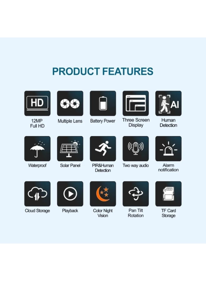 JAJEEK 4K Dual HD Lens Outdoor Security Camera for Home – Solar-Powered IP CCTV with SIM Internet Support (SIM Required), Mobile App Control, Motion Detection, Full-Color Night Vision, Built-In Microphone & Speaker, Waterproof, 64GB SD Card Included - Image 3