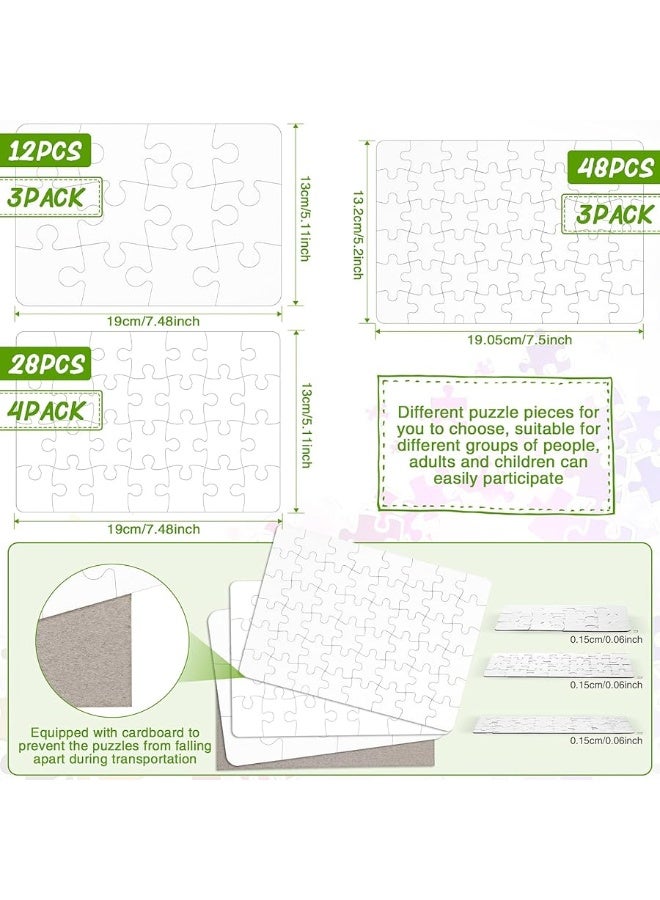 Sumind 10 Sets Blank Sublimation Puzzle Jigsaw Rectangle Make Your Own Heart Shaped White DIY Press Thermal Transfer Puzzle Gift for Summer OfficeA5281248 Rectangle - Image 1