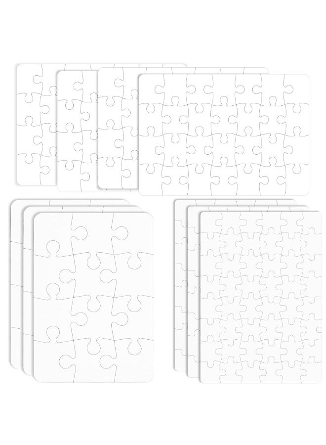 Sumind 10 Sets Blank Sublimation Puzzle Jigsaw Rectangle Make Your Own Heart Shaped White DIY Press Thermal Transfer Puzzle Gift for Summer OfficeA5281248 Rectangle - Image 5