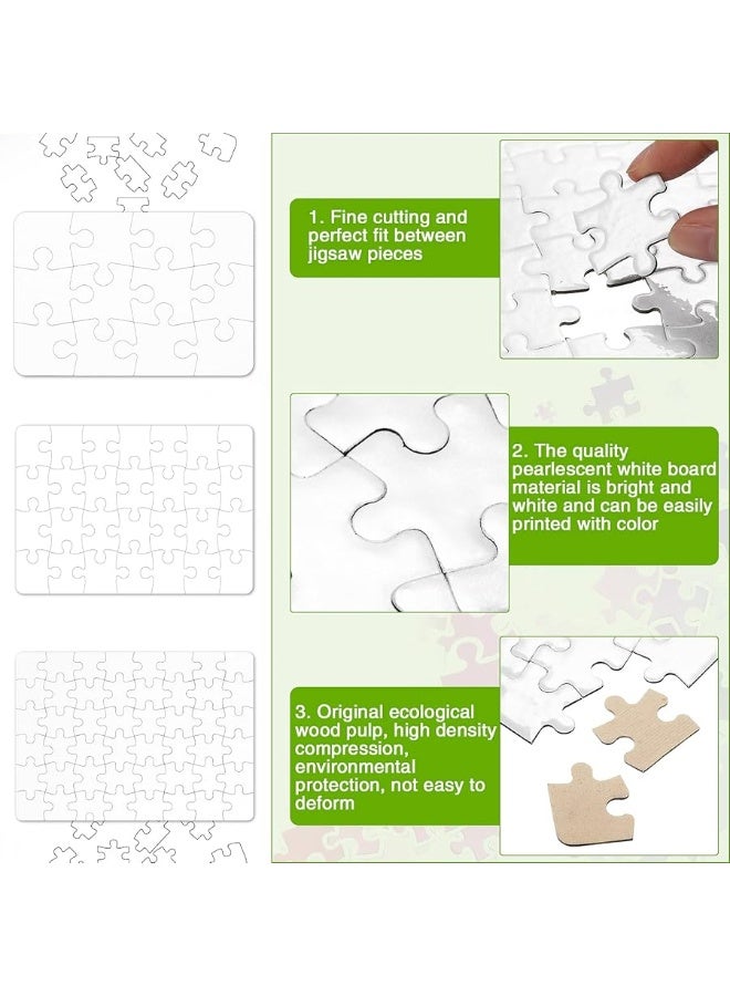 Sumind 10 Sets Blank Sublimation Puzzle Jigsaw Rectangle Make Your Own Heart Shaped White DIY Press Thermal Transfer Puzzle Gift for Summer OfficeA5281248 Rectangle - Image 2
