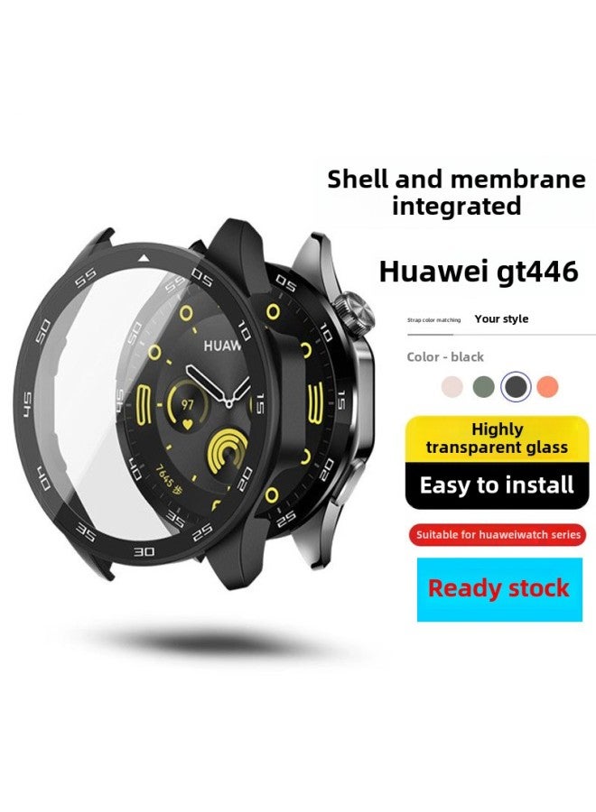 For Huawei GT3pro Watch Protective Case PC Case Film All-in-One Gt4 Watch Case Frosted Oil Injection Gt2 Full Covering Case-Color:Silver (frosted PC Shell)-Overall Dimensions:Huawei GT2 46MM (with Scale + Packaging)