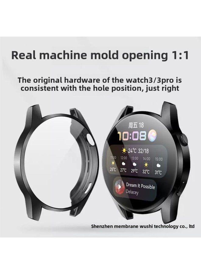 For Huawei GT3pro Watch Protective Case PC Case Film All-in-One Gt4 Watch Case Frosted Oil Injection Gt2 Full Covering Case-Color:Silver (frosted PC Shell)-Overall Dimensions:Huawei GT2 46MM (with Scale + Packaging)