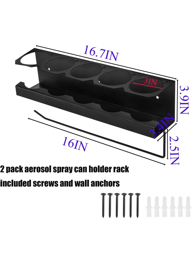 Cedilis Cedilis 2 Pack Aerosol Spray Can Holder Rack with Paper Towel Holder Wall Mounted Steel Spray Bottle Organizer Black Spray Paint Can Holder for Garage and Workspace Mounting Accessories Included  - Image 3