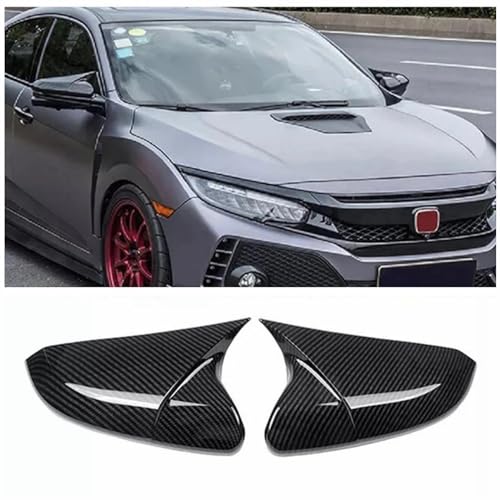 RONTCOS Side Mirror Cover Caps Rearview Cover ABS Ox Horn Door Side Mirror Trim Cover For Honda Civic 10th Gen 2016-2021 (Carbon Fiber) - Image 1