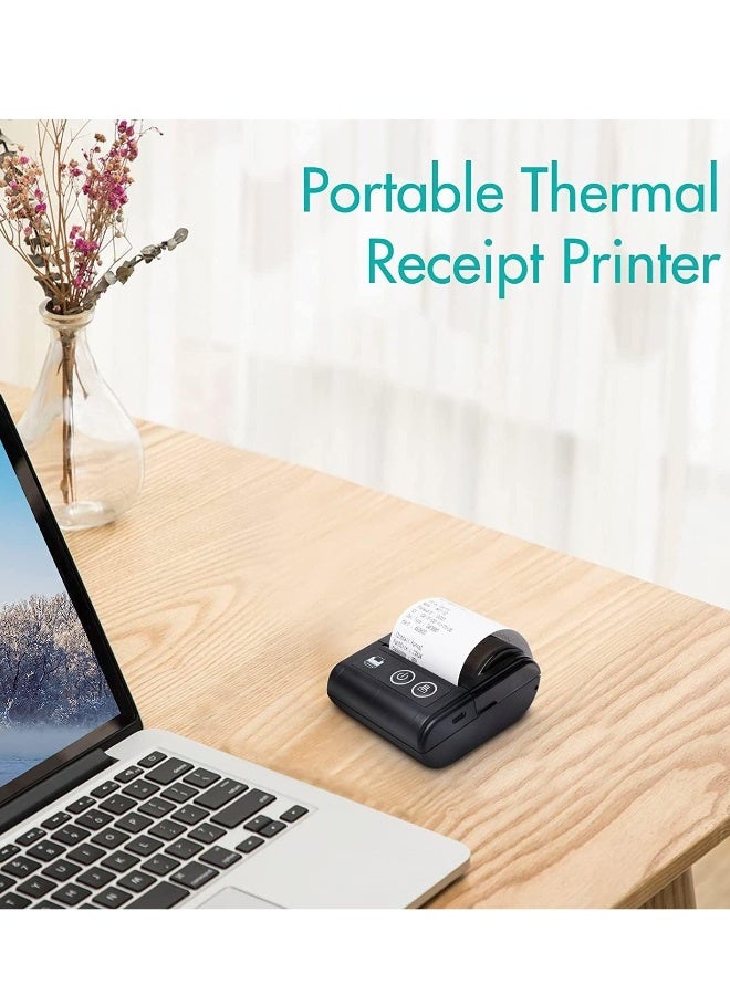 2 Packs of Portable Mini Thermal Receipt Printer Black and White with 2 Rolls of Paper High Speed Wireless Printer  Compatible with mobile and computer system Suitable for Coffee Shop Restaurant Conve - Image 3