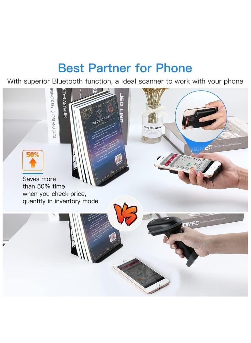 ماسح باركود ثنائي الأبعاد QR بتقنية البلوتوث، ماسح باركود لاسلكي قابل للتعديل بمشبك خلفي للهاتف لقارئ رموز مصفوفة البيانات 1D 2D، يعمل مع iPhone وAndroid وiOS... - Image 2