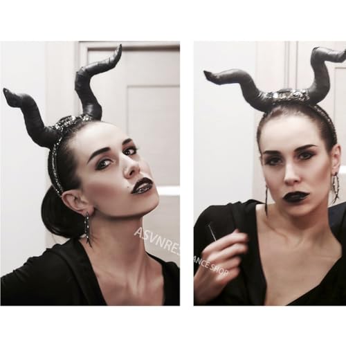 ASVNRES Devil Horns Headband Black Cosplay Horn Hair Hoop Gothic Beauty Halloween Dress Up Hair Accessories Hairdress for Halloween Christmas Party Dress Up - Image 4