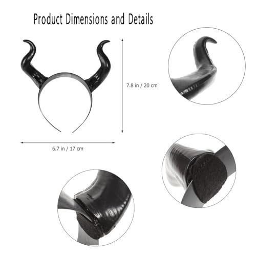 ASVNRES Devil Horns Headband Black Cosplay Horn Hair Hoop Gothic Beauty Halloween Dress Up Hair Accessories Hairdress for Halloween Christmas Party Dress Up - Image 3