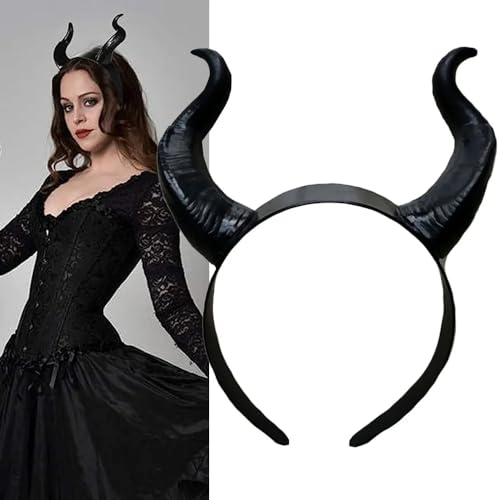 ASVNRES Devil Horns Headband Black Cosplay Horn Hair Hoop Gothic Beauty Halloween Dress Up Hair Accessories Hairdress for Halloween Christmas Party Dress Up - Image 5