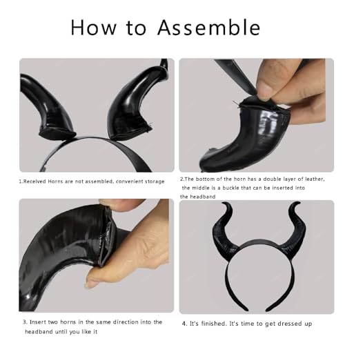 ASVNRES Devil Horns Headband Black Cosplay Horn Hair Hoop Gothic Beauty Halloween Dress Up Hair Accessories Hairdress for Halloween Christmas Party Dress Up - Image 2
