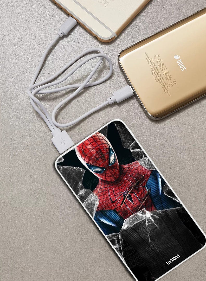 Theodor 10,000 mAh Super Fast Charging Ultra Compact Power Bank with Quick Charge & Power Delivery, Portable Charger For iPhone and Android Crack Spidermam - Image 2