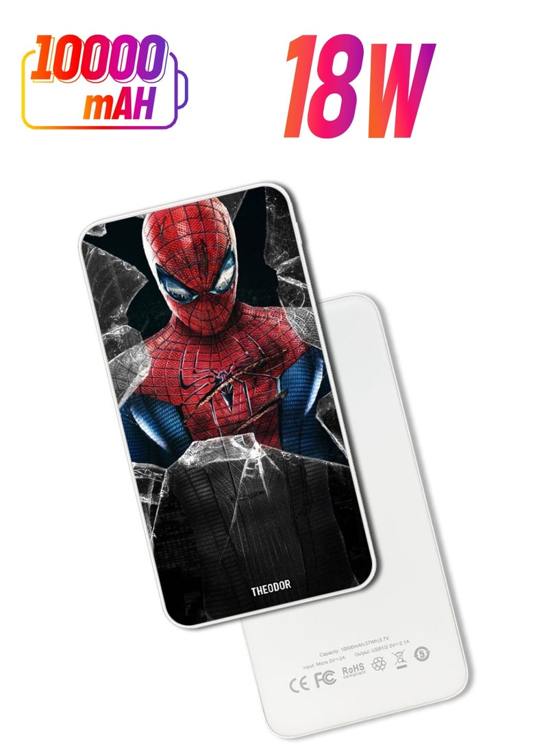 Theodor 10,000 mAh Super Fast Charging Ultra Compact Power Bank with Quick Charge & Power Delivery, Portable Charger For iPhone and Android Crack Spidermam - Image 1