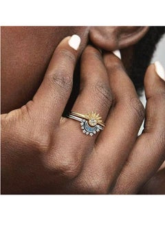 Oasisgalore Sun and Moon Ring Set for Women 14K Gold/Silver Plated Stackable Rings Adjustable Celestial Sun and Moon Rings Friendship Promise Rings Gifts for Women  - Image 3