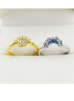Oasisgalore Sun and Moon Ring Set for Women 14K Gold/Silver Plated Stackable Rings Adjustable Celestial Sun and Moon Rings Friendship Promise Rings Gifts for Women  - Image 5