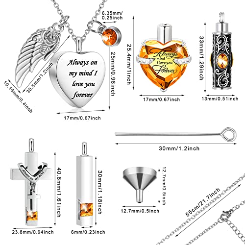 Fumete 5 Pcs Urn Necklace for Ashes Cremation Jewelry Necklace Set for Ashes Memorial Keepsake Heart Cross Cubic Stainless Steel Urn Jewelry for Loved One or Pet Women Men 5 StylesChampagne - Image 3