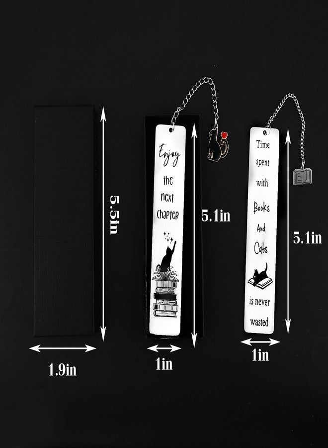 PLwelth 2Pcs Cat Bookmarks for Women Men Cute Book Marks for Cat Lovers Students Teachers Inspirational Bookmarks for Reading Accessories Funny Bookmark for Her Him Christmas Birthday Graduation Gifts - Image 4
