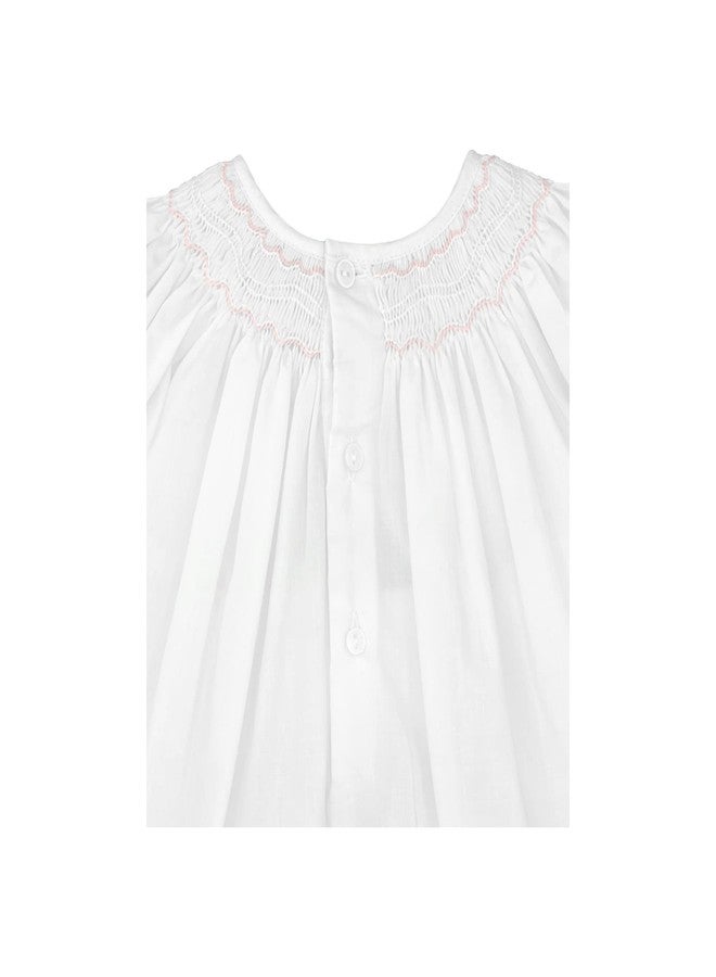 Petit Ami Baby Girls’ Smocked Daygown with Voile Insert, 18 Months, White - Image 4