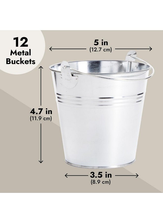 Juvale - Juvale 12 Pack Galvanized Metal Buckets with Handles for Party Decorations, Small Tin Pails (4.7 in) - Image 1
