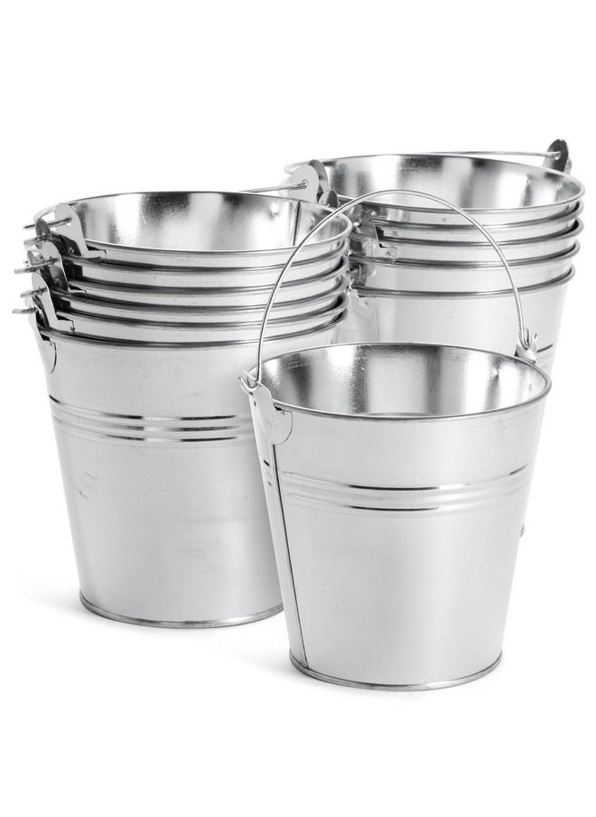 Juvale - Juvale 12 Pack Galvanized Metal Buckets with Handles for Party Decorations, Small Tin Pails (4.7 in) - Image 1