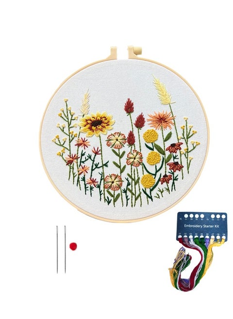 Hand Embroidery Kit for Beginners,Flower Pattern, Art Craft Hand Sewing for Women Habits, Kids DIY