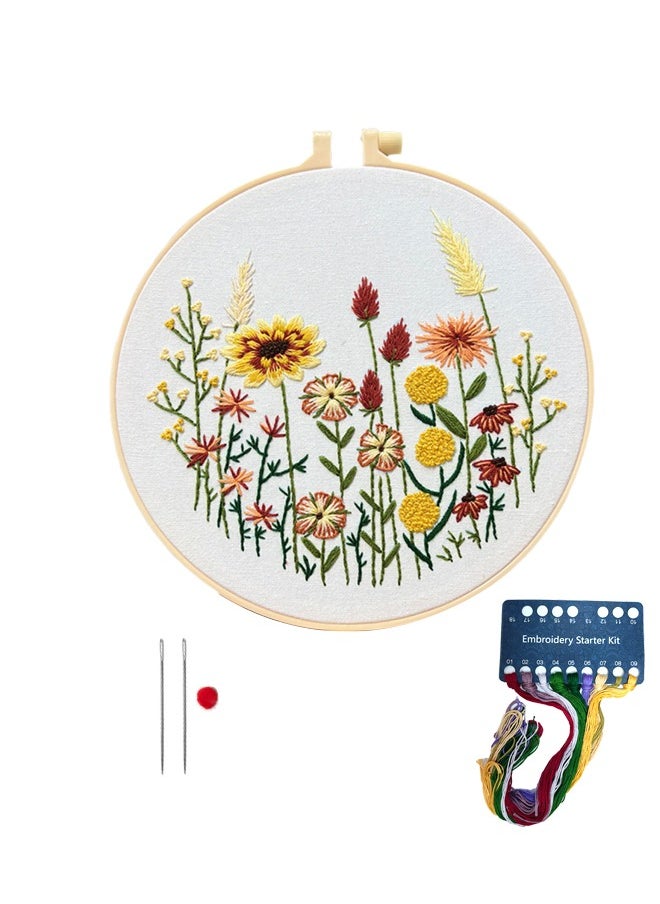Generic - Hand Embroidery Kit for Beginners,Flower Pattern, Art Craft Hand Sewing for Women Habits, Kids DIY - Image 1