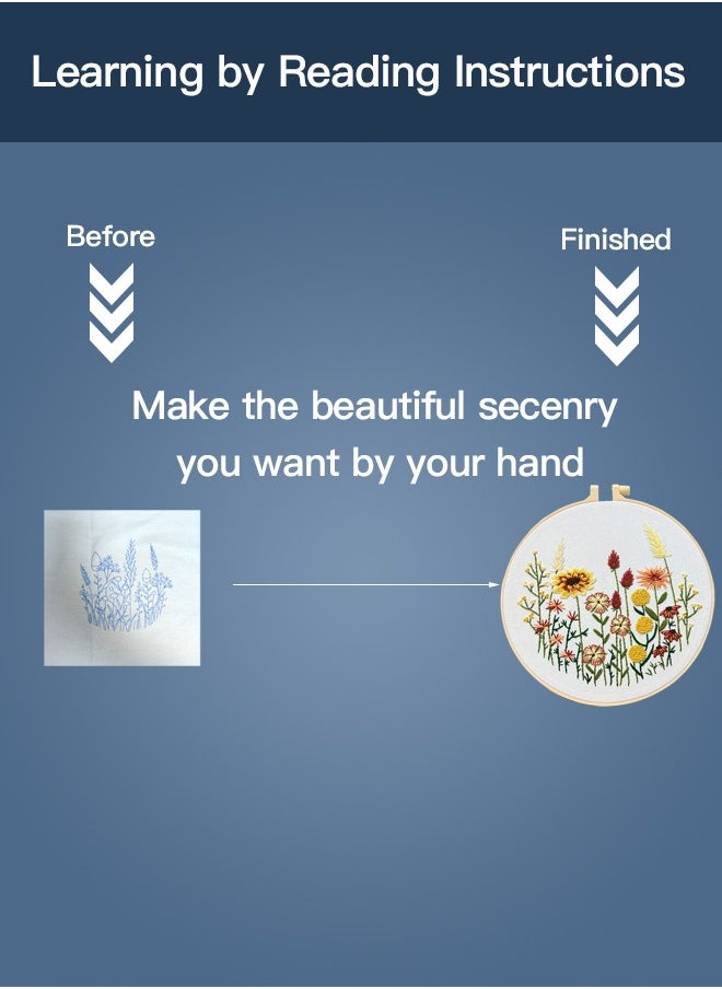 Generic - Hand Embroidery Kit for Beginners,Flower Pattern, Art Craft Hand Sewing for Women Habits, Kids DIY - Image 1