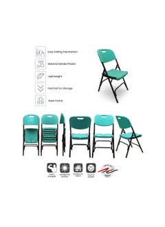 SunBoat Commerce 5-Piece folding dining furniture set [Outdoor & Indoor] 80cm table with four turquoise green chairs  - Image 2