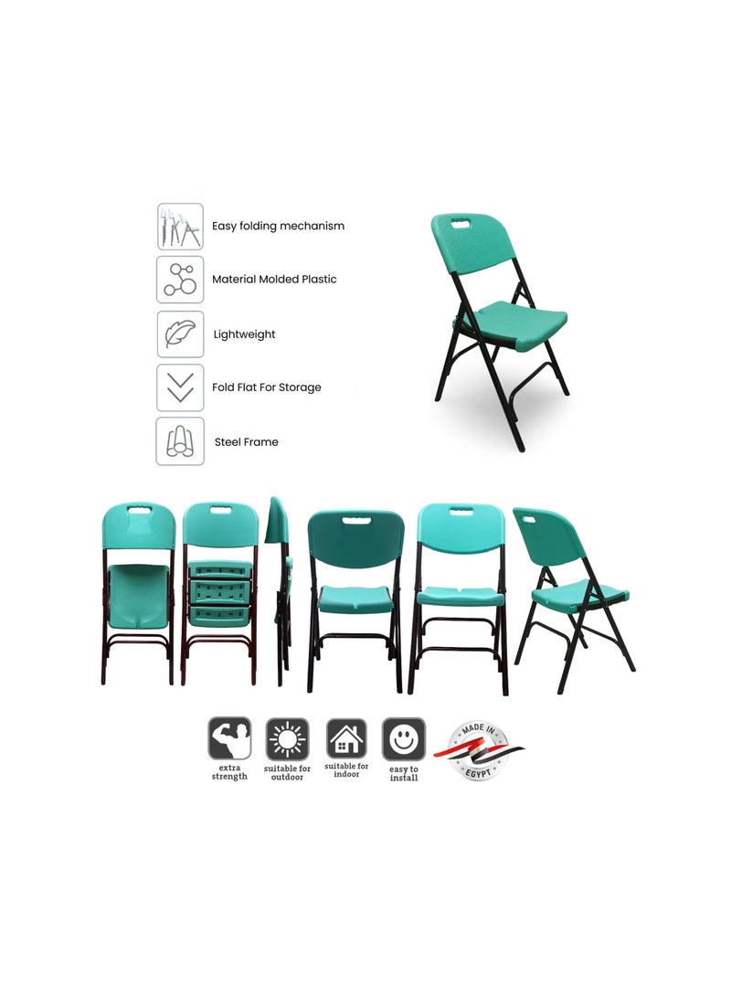 SunBoat Commerce 5-Piece folding dining furniture set [Outdoor & Indoor] 80cm table with four turquoise green chairs  - Image 2