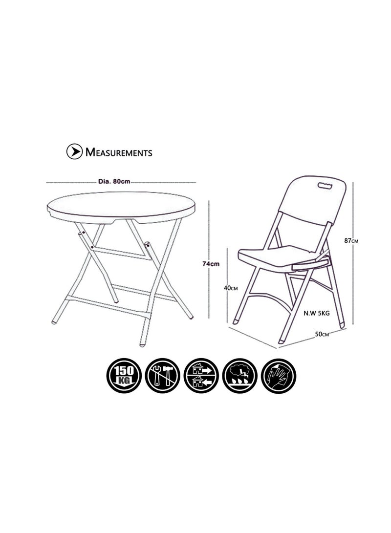 SunBoat Commerce 5-Piece folding dining furniture set [Outdoor & Indoor] 80cm table with four turquoise green chairs  - Image 5