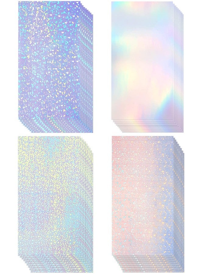 Clabby 36 Sheets Self-Adhesive Paper Holographic Transparent Paper A4 Waterproof Self-Adhesive Transparent Film 11.7 x 8.3 Inches (Gem, Point, Colorful, Star) - Image 1