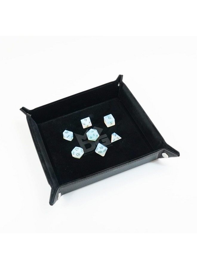 Metallic Dice Games Dice Games Fold Up Velvet Dice Tray W/ Pu Leather Backing: Black Role Playing Game Dice Accessories For Dungeons And Dragons - Image 3