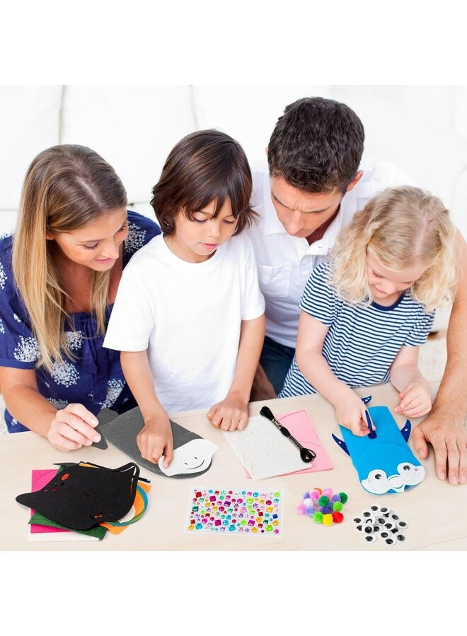 6PCS Hand Puppet Making Kit, Art Craft Felt Sock Puppet Toys, Creative DIY Make Pompoms Wiggle Googly Eyes Storytelling Role Play Party Supplies Gift for Kids (Ocean Animals) - Image 3