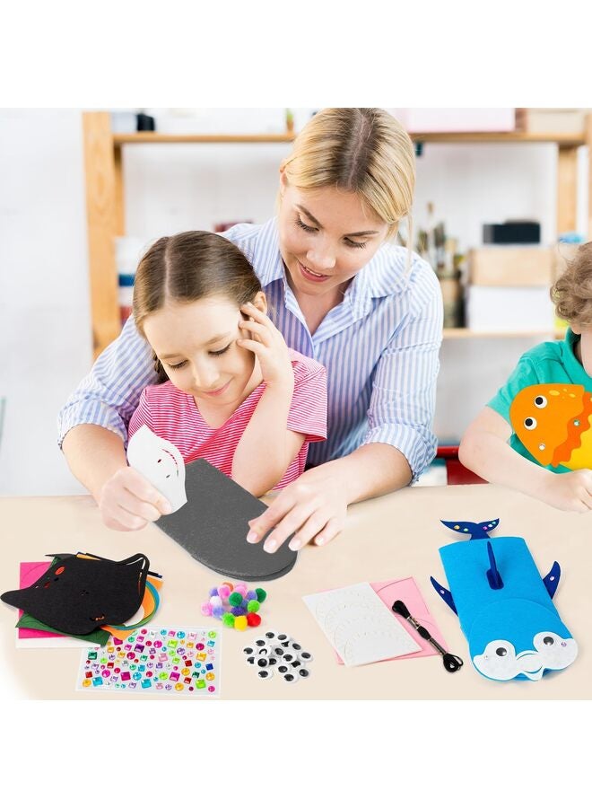 6PCS Hand Puppet Making Kit, Art Craft Felt Sock Puppet Toys, Creative DIY Make Pompoms Wiggle Googly Eyes Storytelling Role Play Party Supplies Gift for Kids (Ocean Animals) - Image 2