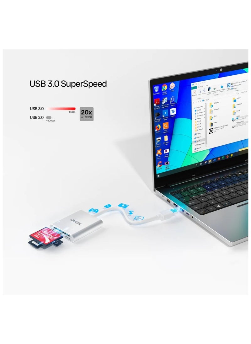 USB 3.0 3-Port Memory Card Reader