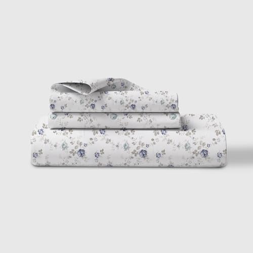 LINENWALAS 100% Cotton Bed Sheet for Double Size Bed, Floral Printed Doble Bedsheet with 2 Pillow Covers | 210 TC Soft, Breathable, Luxury Bedsheet (Crimson Flower, 90 x 100 Inches) - Image 1