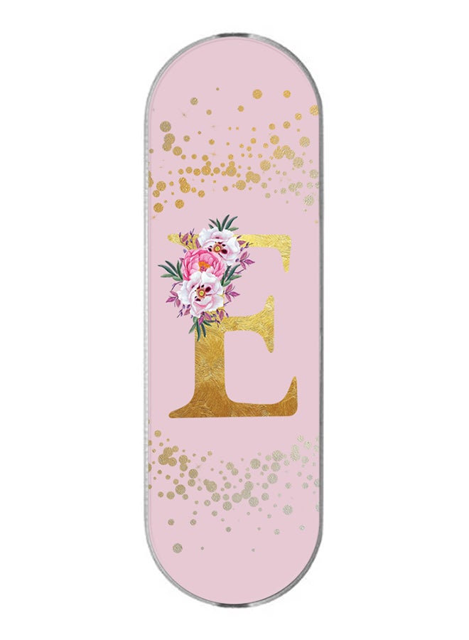Stylizedd 3-In-1 Universal Mobile Phone Grip Holder- Custom Monogram Initial Letter Floral Pattern Alphabet - E (Pink)