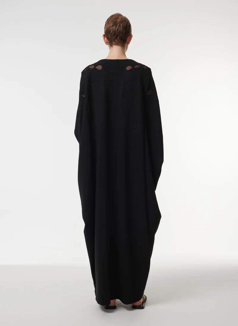 leem Mesh Detail Embroidered Kaftan