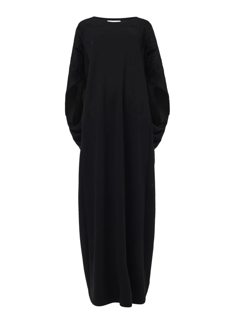 leem Mesh Detail Embroidered Kaftan