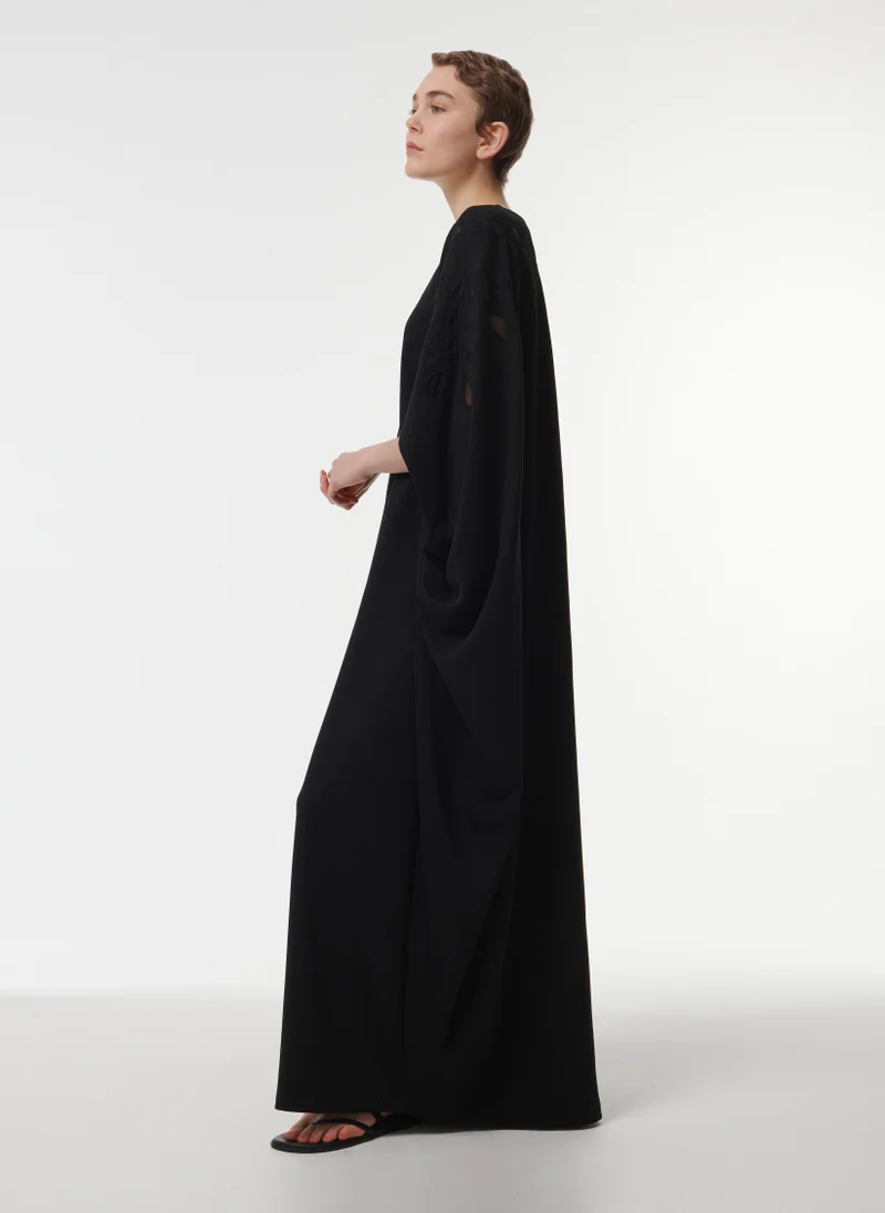 leem Mesh Detail Embroidered Kaftan