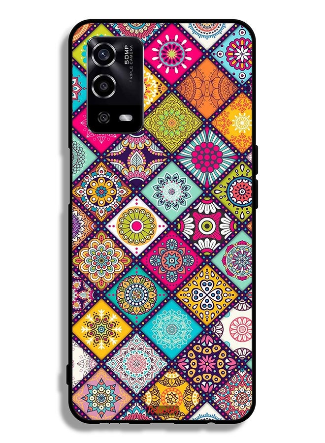 Tolwak Oppo A55 4G Protective Case Cover Mandala Squares Pattern - Image 2