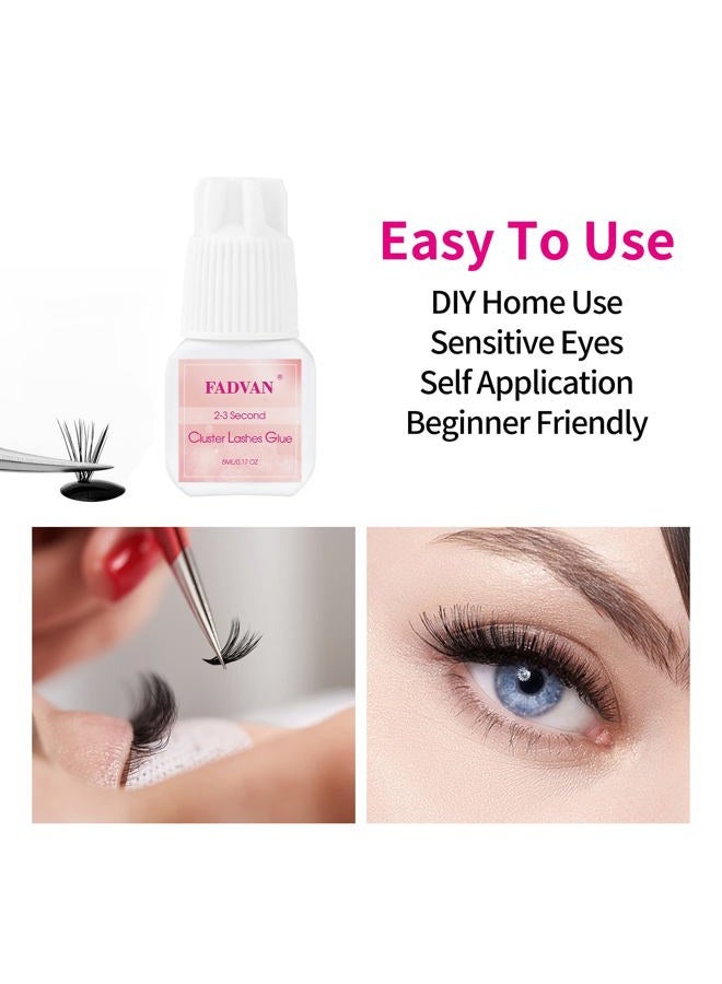 FADVAN غراء تمديد الرموش الفردية السوداء، لاصق رموش حساس، طويل الأمد، بدون دخان وبدون تهيج، مقاوم للماء، للاستخدام الشخصي - Image 5