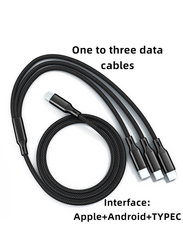 1.2-meter-longTYPE-C to one to three data cable, C-head three in one synchronous fast charging cable, nylon braided charging cable，Suitable for iphone and Android phone charging cables，Lightning,Micro USB,TYPE-C - Image 2