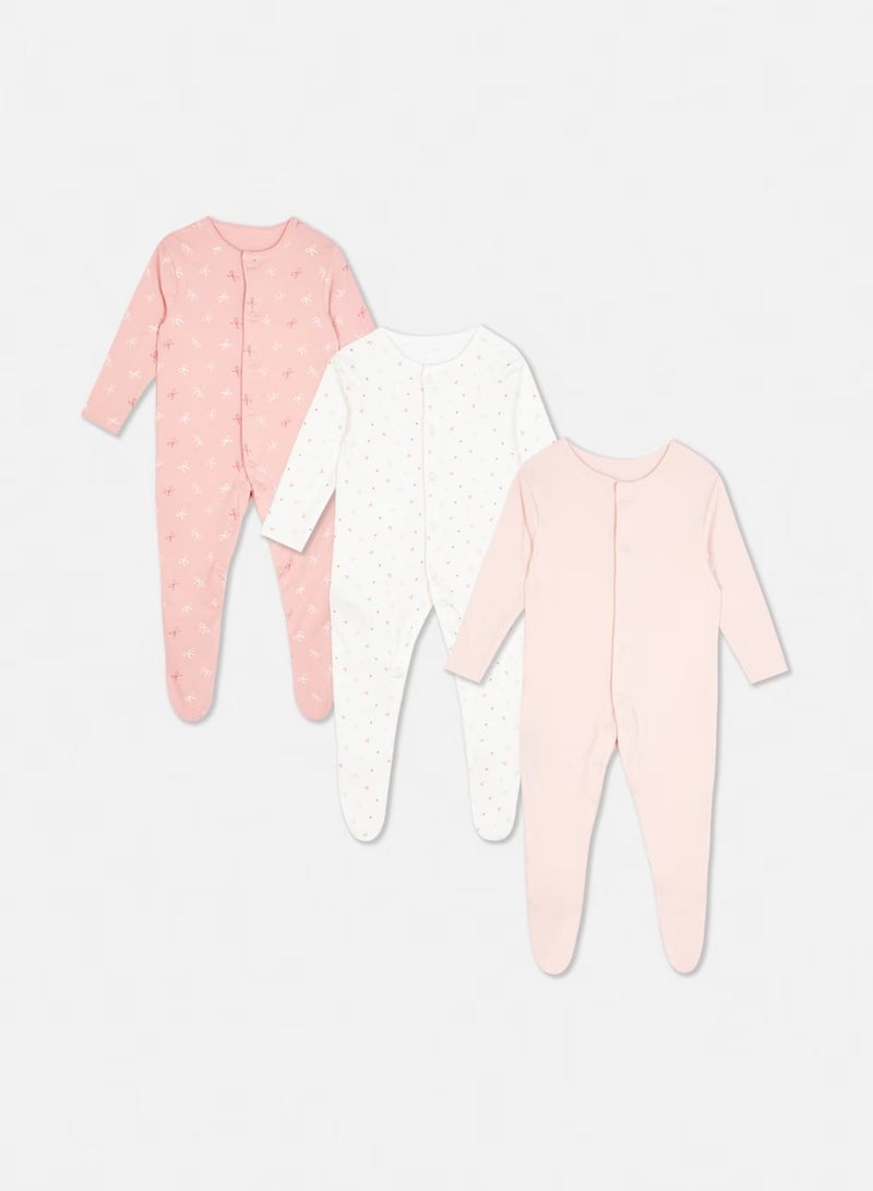 PRIMARK 3pk Long Sleeve Sleepsuits - Image 1