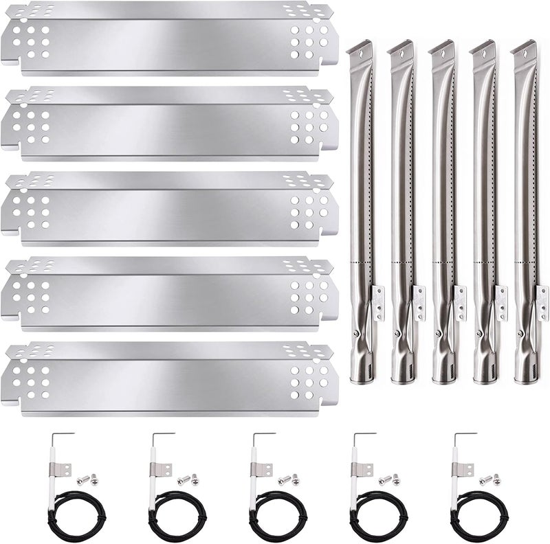 Criditpid Grill Replacement Parts for Nexgrill 5 Burner 720-0888 720-0888N, 4 Burner 720-0830H, Members Mark 720-0882D, 5-Pack Grill Burner, Heat Plates and Igniter Kit for 720-0888N Nexgrill Parts - Image 1