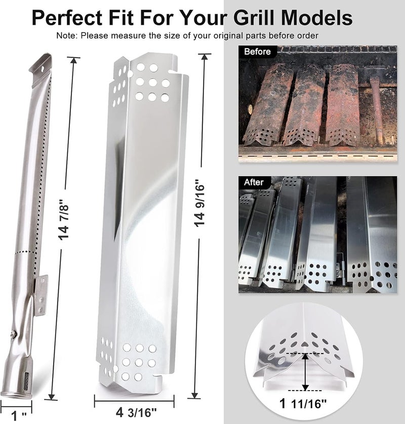 Criditpid Grill Replacement Parts for Nexgrill 5 Burner 720-0888 720-0888N, 4 Burner 720-0830H, Members Mark 720-0882D, 5-Pack Grill Burner, Heat Plates and Igniter Kit for 720-0888N Nexgrill Parts - Image 2