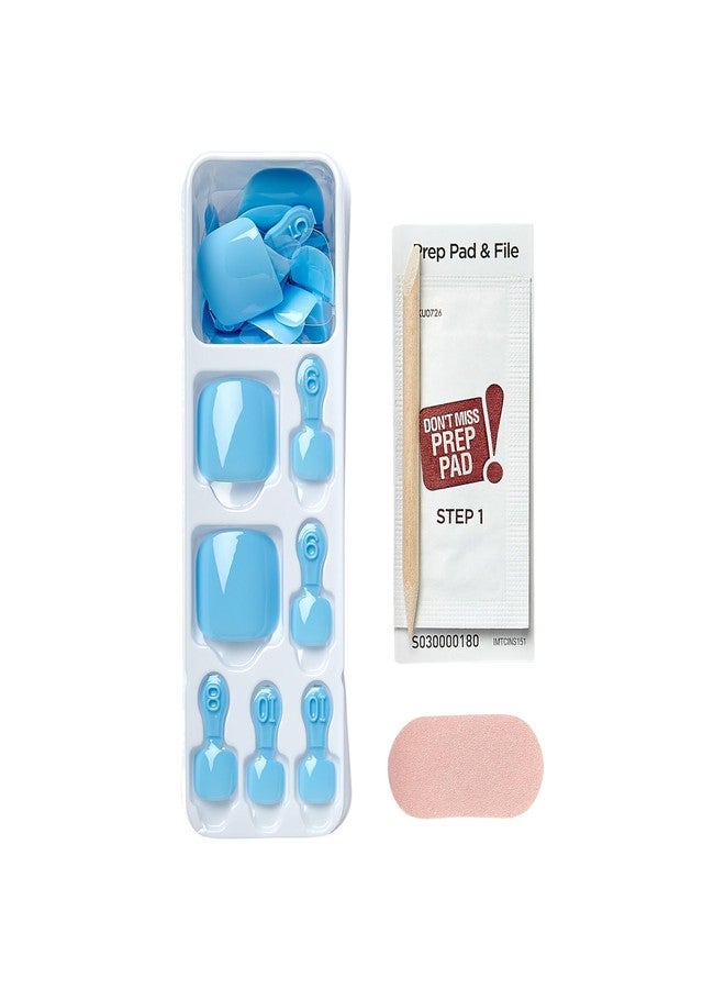 Impress KISS imPRESS Color No Glue Pedi Press-On Toenails, Light Bule, Squoval Shape, Includes 24 Nails, Prep Pad, 1 Manicure Stick, 1 Mini File - Image 5