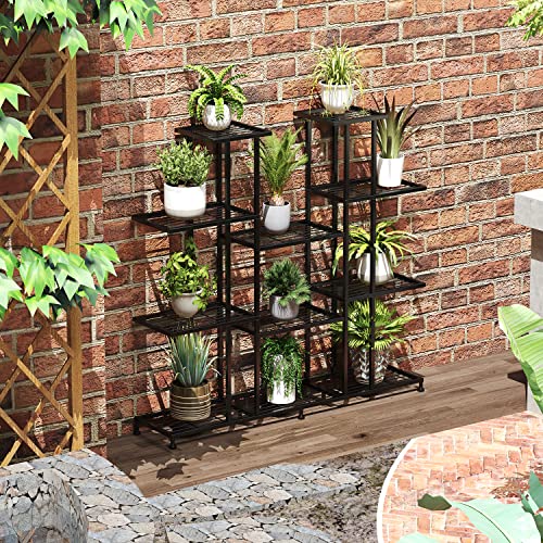 Twhep Heavy Duty Metal Plant Stand, large Multifunctional Plant Stand for Indoor Outdoor, for Tall Large Rack for Living Room Garden Balcony, Black(9 Tier) - Image 5