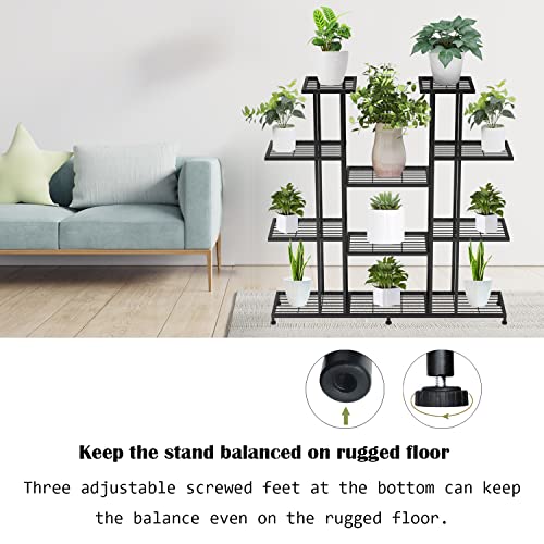 Twhep Heavy Duty Metal Plant Stand, large Multifunctional Plant Stand for Indoor Outdoor, for Tall Large Rack for Living Room Garden Balcony, Black(9 Tier) - Image 3