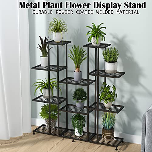 Twhep Heavy Duty Metal Plant Stand, large Multifunctional Plant Stand for Indoor Outdoor, for Tall Large Rack for Living Room Garden Balcony, Black(9 Tier) - Image 2